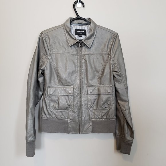 Nixon Jackets & Blazers - Nixon Gray Faux Leather Jacket Small
